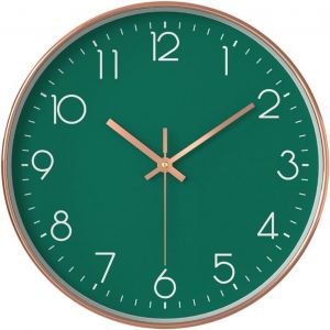 Horloge murale moderne pour enfant - Sans bruit de tic-tac - 30 cm - Quartz - Fonctionne avec piles - Pour bureau, salle de classe, salon, chambre &agrave; coucher (vert) - Neuf