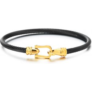 Eryi-Elégant Bracelet Câble Torsadé Acier Inoxydable - Bracelet Avec Crochet Fermoir Pour Femmes - Neuf