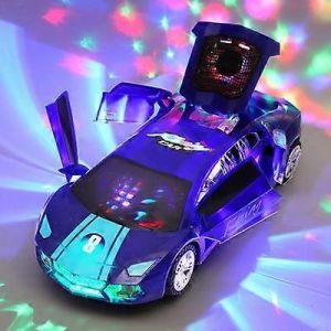 Dancing Deformation Rotating Universal Police Car Electric Stunt Car With Lights Automatically Open the Door Boy Childrens Toys-voiture de sport bleue - Neuf