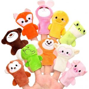 Ensemble de 10 Marionnettes Animaux de la Poupée à la Main en Peluche Partie Sac de Marionnettes de Doigt - Neuf