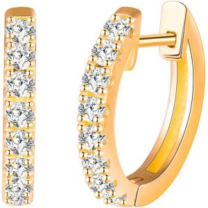 Kal-Boucles D'oreilles Créoles En Argent 925 Pour Femme - 10 Mm - Petites Boucles D'oreilles En Zircone - Cadeau Pour Femme, Petite Amie, Femme, Adolescente, Anniversaire, Fête Des Mères, Mariage, - Neuf