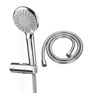 VIOU-Kit De Tête De Douche Avec Tuyau Et Support De Tête De Douche,Tête De Douche À Main Fixe Avec 5 Modes De Pulvérisation Pour Barre Coulissante Ajustable 19-25Mm O.D. - Neuf