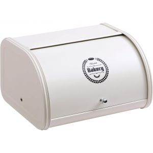 Bo&icirc;te &Agrave; Pain Blanc Avec Corps En Acier Inoxydable, Bo&icirc;tes &Agrave; Pain En M&eacute;tal Pour La Cuisine, R&eacute;cipients De Stockage Du Pain Avec Couvercle Enroulable, Rangement Facile, Blanc - Neuf