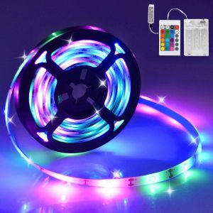 Jgd-Bande Led De 2 M - Bande Led Rvb 5050 Auto-Adh&eacute;sive - 16 Couleurs Changeantes Et 4 Modes D'&eacute;clairage - Avec T&eacute;l&eacute;commande - &Eacute;tanche - Fonction M&eacute;moire - Bande Lumineuse D'int&eacute;rieur Pour Placard - Neuf