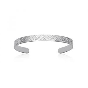 Bracelet Jonc Manchette - Bijouxia - Argent Massif 925-1000 - Rhodi&eacute; - Motifs Cisel&eacute;s - 5,8 Cm - Neuf