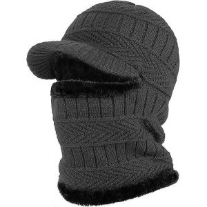 Hiver Tricoté Cagoule Bonnet Chapeau Chaud Cyclisme Ski Masque Taille Universelle,Gris - Neuf