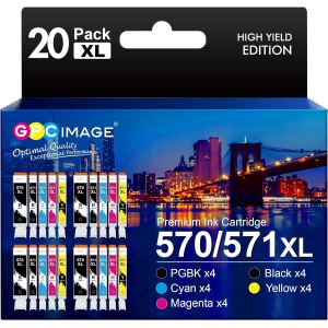 570 571 Xl Cartouche D'Encre Compatibles Pour Canon 571 Pour Cartouche Pour Canon Ts5055 Pour Pixma Ts5050 Mg5750 Ts5053 Mg6852 Mg6850 Mg5700 Mg5752 Mg5753 (20 Pack) - Neuf