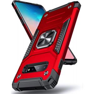 Funda Galaxy S10 Plus, Funda Protectora De Grado Militar Para Tel&eacute;fono Con Soporte De Anillo De Metal Reforzado [Soporte De Montaje Magn&eacute;tico] Compatible Con Samsung Galaxy S10 Plus, Rojo - Neuf