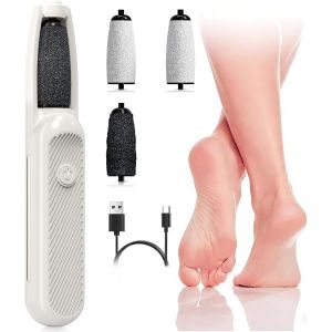 Checarzhn--No1-, Râpe À Pieds Pédicure Electrique Anti-Callosité Lime Pieds Electrique Pour Corne, 3 Vitesses, 4 Limes Remplaçables, Pour Talons Crevassés, Cors Et Callosités - Neuf