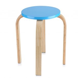 Hjlian Tabouret Empilable Antiderapant En Bois Courbe, Couleur Bonbon, Meuble De Maison, Decoration De Chambre D'enfant, Bleu - Neuf