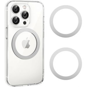 Sjzg-2 Pi&egrave;ces Anneau M&eacute;tallique Autocollant Adh&eacute;sif Pour Magsafe Charge Sans Fil Support Magn&eacute;tique Compatible Avec Accessoire Iphone 15 14 13 12 11 X Galaxy S24 S23 S22 Ultra - Neuf