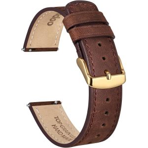 Kal-Bracelets De Montre En Cuir De Cheval Fou Pour Hommes Femmes, Bande De Remplacement Vintage À Dégagement Rapide De 18 Mm 20 Mm 22 Mm Avec Acier Inoxydable - Neuf