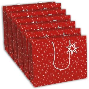 Un Lot De 6 Sacs Cadeaux Noël - Grands Formats 37,3x11,8x27,5cm - Étoiles - Qualité Supérieure, Résistant :210g - Idéal Pour : Jeux De Société, Puzzles, Coffrets - Neuf