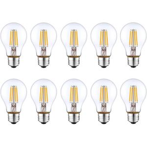 KAL-Lampe À Économie D'Énergie Led E27, Style Ancien Edison Rétro Équivalent À Incandescence Led 4W/40W, Non Dimmable,Blanc Chaud 2700K,Petite Vis Transparente Edison,A60, 400Lm, Ac220-240V,10 Pièces - Neuf