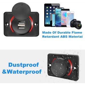 Chargeur Usb De Voiture,3.1a 12v/24v Panneau De Usb Commande,Double Port Chargeur Prise De Courant,2 Adaptateur Port,Pour Voiture,Marine,Camping-Car,Camion,Suv,Moto (2 Pcs) - Neuf