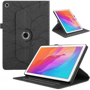Tablette Coque Pour Huawei Matepad T 10 9.7 Pouces 2021 Etui Rotatif 360 Housse Pu Cuir Flip Support Protection Cover Case Pour Huawei Matepad T 10 9.7"" Coque,Noir Arbre - Neuf