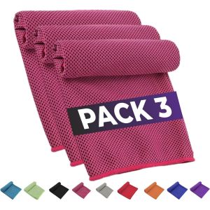 Letnerny-Lot De 3 Serviettes De Sport Avec Technologie De Refroidissement Pour Homme Et Femme, Serviette Froide En Microfibre, Serviette De Yoga Et Fitness, Serviette De Gym Rose Fuchsia - Neuf