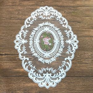 Sjzg-1 Set De Table Ovale En Dentelle, D&eacute;coratif, Vintage, 31 X 42 Cm, Napperon En Dentelle, Motif Fleur Brod&eacute;, Lavable, Pour D&eacute;coration De Cuisine, Salle &Agrave; Manger, Blanc A - Neuf
