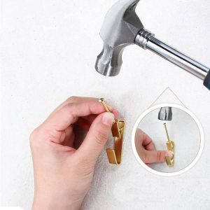 Lot de 150 crochets pour cadres photo, avec clous métalliques, robustes, pour suspendre des photos, des horloges, des toiles, des vêtements, etc. - Neuf