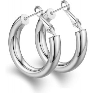 Chenquansarl-Boucles D'oreilles Créoles En Or Épais Cerceaux Légers En Tube Creux Gros Or Pour Femmes Hypoallergénique Grande Boucle D'oreille 25mm 30mm 40mm 50mm - Neuf