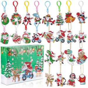 JEXNOVASHOP-Calendrier de L'avent 2025 Diamond Painting Noel pour Enfants, 24 pcs 5D Diamant Peinture Porte-cl&eacute;s Avent Calendrier DIY Loisir Creatif Jouet Cadeau de No&euml;l pour fille 4 5 6 7 8 9 10 Ans - Neuf