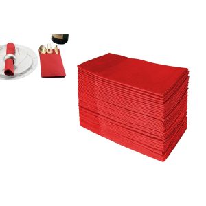 50 serviettes jetables avec pochette pour couverts, 40 x 40 cm d&eacute;pli&eacute;es, 20,5 x 10,5 cm pli&eacute;es, 50 pi&egrave;ces par paquet - Neuf