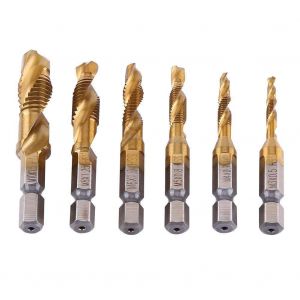lbgwp60-Tarauds Et Filetés, 6Pcs M3-M10 Coffret De Forets, Foret À Taraudeur, Foret Taraud Filetage Métrique, Forets À Marteau Countersink Tap Pour Filetage À Tête Hex Titane Pour Métal Et Bois - Neuf
