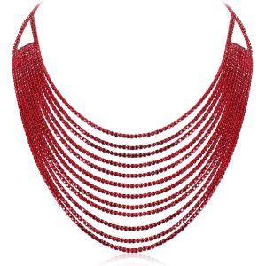 Trahoo-Collier Épais Multicouche, Paillettes Gris Strass Cascade Multi-Brins Chaînes Déclaration Bavoir Collier Longue Chaîne Bijoux Fantaisie - Neuf