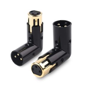 MEVRONISSHOP-Paquet de 2 Adaptateur XLR ajustable m&acirc;le-femelle &agrave; angle droit en noir (Adaptateur XLR 90 degr&eacute;s) - Neuf