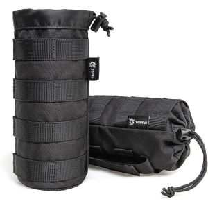Eryi-Noir Pochette Molle Pour Bouteille, Sac Tactique Pour Bouteille D'eau Avec Cordon De Serrage, Porte Gourde Sac À Dos Léger Pour Le Camping, La Randonnée Et D'autres Activités De Plein Air - Neuf