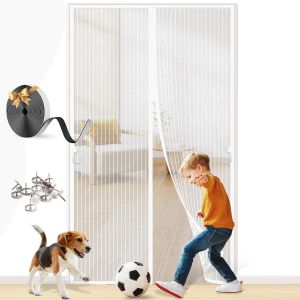Moustiquaire Porte Magnetique 120x240cm, Rideau de Porte Anti Mouche pour Couloirs, Portes, Patio, Exterieur, Magnétique Moustique Sans percage, Fermeture Automatique Joint Magnétique, Blanc - Neuf