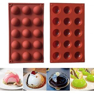 2 Pcs Petit 15 Cavit&eacute; H&eacute;misph&egrave;re D&ocirc;me Moule Silicone Outil De Cuisson Pour Vos Desserts Au Chocolat,Bombes De Cr&egrave;me Glac&eacute;e,Mini G&acirc;teau Au Th&eacute;,Fondant,Bonbons,Gla&ccedil;age - Neuf
