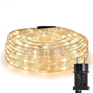 KALANKA-Guirlande Lumineuse Exterieure, 10M 240 LEDs Tube Lumineux Blanc Chaud, Guirlande Tuyau Exterieur IP65 Étanche, Décoration Jardin, Patio, Terrasse, Camping, Rue, Fête - Neuf