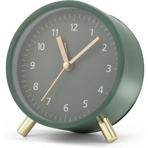 KAL-Réveil Analogique Sans Tic-Tac - En Métal - Avec Veilleuse - Réveil Silencieux Avec Grand Cadran - Temps D'Alarme Réglable - Réveil À Piles - Vert - Neuf