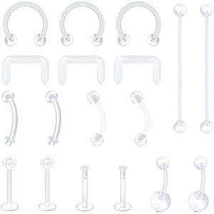 Nbgcm-Kit De Piercing Transparent En Bioflex Transparent Pour Nez, Lèvre, Septum, Oreille, Piercing De Nombril, Cartilage En Plastique Industriel - Neuf