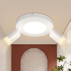 Led Plafonnier Spot De Plafond 2 Flammes - Plafonnier Gu10 Blanc Rond 3000K Blanc Chaud 20W Rond Lampe De Chambre &Agrave; Coucher Orientable 350&deg; Pour Cuisine Salle &Agrave; Manger Couloir Corridor - Neuf