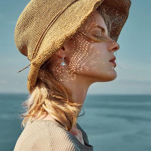 Cmjaagur-Boucles D'oreilles Noeud C Ique En Argent Sterling 925 Boucles D'oreilles À Levier En Pierre De Lune Arc-En-Ciel Boucles D'oreilles Créoles En Pierre De Lune Bijoux Noeud C Ique Pou[M1821] - Neuf