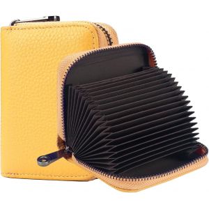 CAUC-&Eacute;tui pour cartes avec compartiment &agrave; monnaie - &Eacute;tui pour cartes de cr&eacute;dit en cuir avec beaucoup d'espace pour jusqu'&agrave; 20 cartes - Portefeuille pour homme et femme avec protection RFID NFC - Neuf