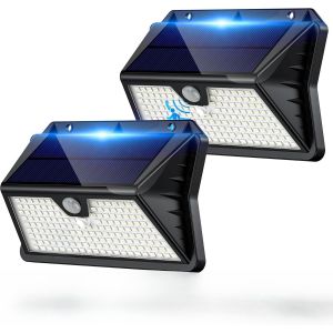 Lampe Solaire Exterieur, 2 Pack 3 Modes Lumiere Exterieur Detecteur De Mouvement Ip65 Etanche Spot Solaire Exterieur Puissant Pour Applique Jardin, Garage, Patio (Blanc Froid) - Neuf