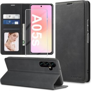 JGD-Coque pour Samsung Galaxy A05S, Premium PU Housse en Cuir Etui Folio, Portefeuille RFID Blocage Wallet, B&eacute;quille, Fentes pour Cartes, Folio Magnetique Etui pour Samsung A05S 5G - Neuf
