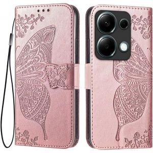 KAL-Coque Pour Redmi Note 13 Pro 4G / Poco M6 Pro 4G (6.67"" Inches) Etui Flip Magn&eacute;tique Avec 3 Fentes Pour Cartes 1 Portefeuille, Housse - Or Rose - Neuf