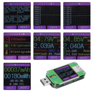 Testeur d'ecran LCD couleur USB 2.0, tension, courant, puissance, capacite energetique, charge - Neuf
