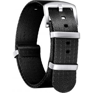 Bracelet De Montre En Nylon Balistique Militaire Remplacement Bracelet Montre Tressé Avec Noir/Argent Boucle En Acier Hommes Femmes 20 Couleurs 18mm 20mm 22mm 24mm (Version De Mise À Niveau).[U2407] - Neuf