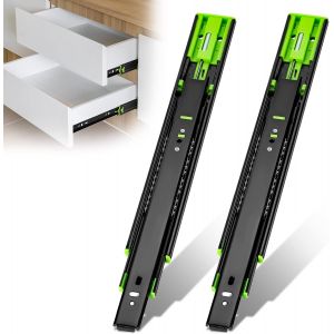 Rails de tiroir en acier inoxydable, glissières de tiroir de 400 mm, glissière à roulement à billes, glissière à extension complète avec amortisseur, lot de 2 - Neuf
