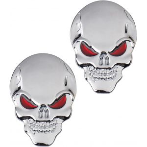 Autocollants de voiture en m&eacute;tal, 2 pi&egrave;ces, cr&acirc;ne 3D, alliage de zinc, embl&egrave;me de voiture, accessoires pour voiture et moto - Neuf