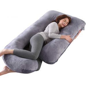 Oreiller De Grossesse En Forme De U Imprim&eacute; Pour Tout Le Corps - Coussin D'allaitement - Rempla&ccedil;able Et Lavable (Gris Ray&eacute;, 60 * 120cm) - Neuf