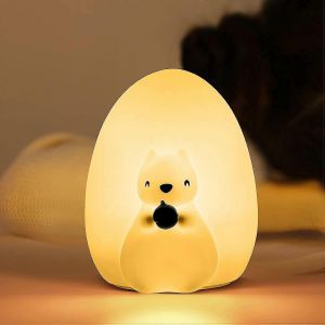Veilleuse &eacute;cureuil pour enfants, jolie veilleuse en silicone avec contr&ocirc;le tactile, lampe LED portable rechargeable et moelleuse pour chambre d'enfant. - Neuf