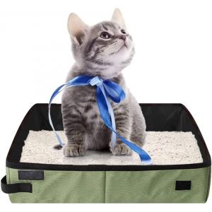 Kalanka-Bac &Agrave; Liti&egrave;re Pliable Portable Pour Chat, Bac &Agrave; Liti&egrave;re Pour Chat &Eacute;tanche Pliable, Toilettes Portables Pour Chats, Pour Voyages En Plein Air Avec Animaux De Compagnie, Vert, 40 * 30 Cm - Neuf