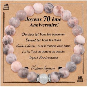 Eryi-Cadeau 30 40 50 60 70 Ans Femme - Cadeau Anniversaire Femme, Cadeau Femme Original Utile, Cadeau Noel Femme, Bracelet Pierre Naturelle Femme Cadeau Pour Maman S?ur Amie Collègues Rose - Neuf