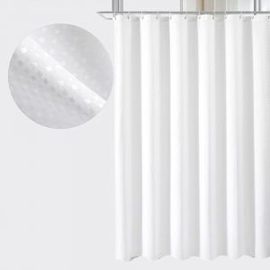 Rideau de douche gaufré avec anneaux métalliques, tissu résistant à la moisissure, pour baignoire et cabine de douche, ourlet lesté ¿ 180 x 180 cm (blanc) - Neuf